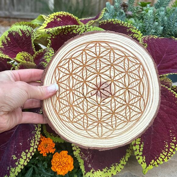 Wooden Crystal Grid Flower of Life for Altar Decor Accessories Sacred Geometry - Picture 5 of 8